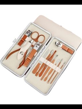 12pc Manicure Cutters Nail Clipper Set, Stainless Steel Pedicure Scissors